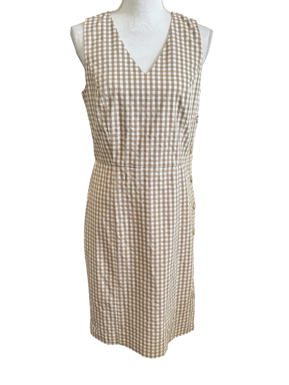 JMcLaughlin Tan Paulson Gingham Dress size 6